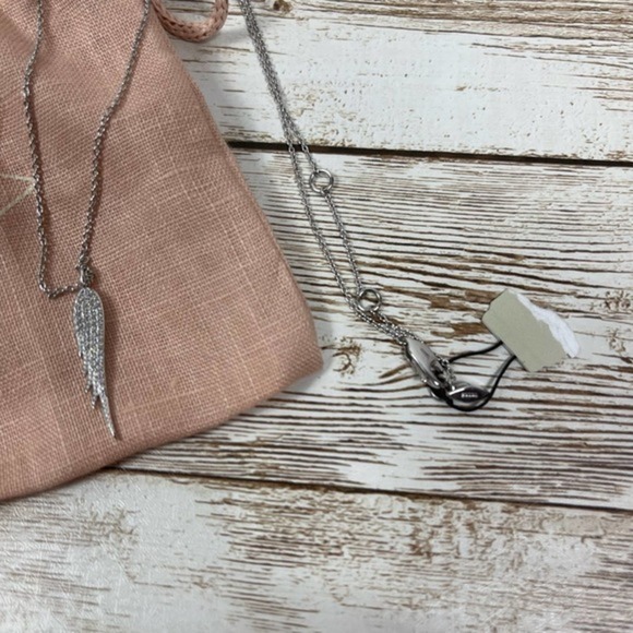 LADIES Fossil Sterling Silver Wing Necklace NEW - Picture 4 of 6